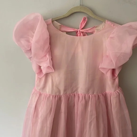 Selkie The Poptart Dream Girl Dress – Pink Organza Puff Sleeve Midi - Picture 6 of 11